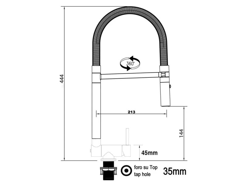 Unterfenster Küchenarmatur Mit Schwenkbarem Auslauf – Nur 4,5 Cm Hoch, 360° Drehbar, Chrom