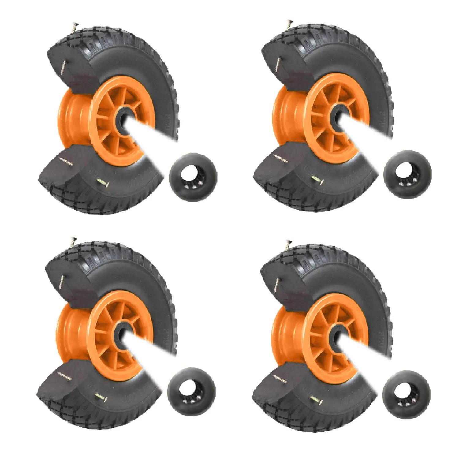 TRUTZHOLM 4x Sackkarrenrad PU Rad 260x85mm 3.00-4 75mm Zentrierte Nabe Durchmesser 20mm Orange