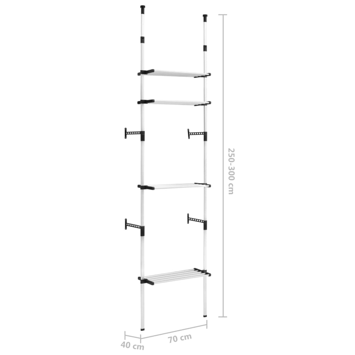 vidaXL Teleskop-Garderobe mit Regalen Aluminium 321106_8