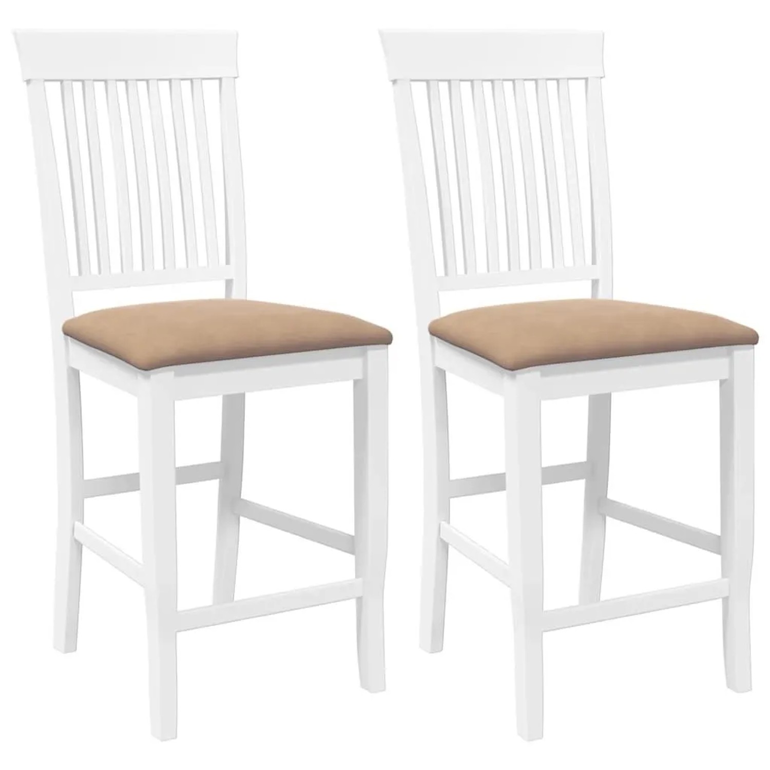 vidaXL Barhocker mit Kissen 2 Stk Weiß Massivholz Gummibaum 4102575