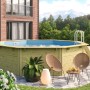 Karibu Holzpool Modell 2 Set mit Filteranlage und Leiter im Garten.