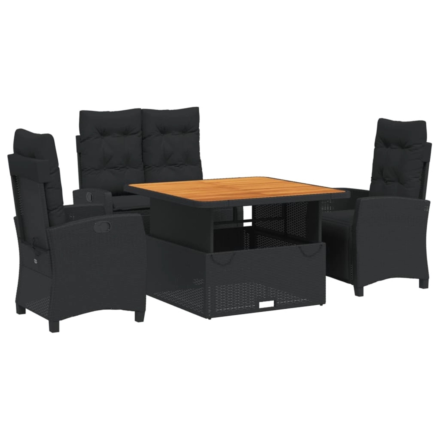 vidaXL 4-Tlg Garten-Essgruppe mit Kissen Schwarz Poly Rattan 3277393 günstig online kaufen