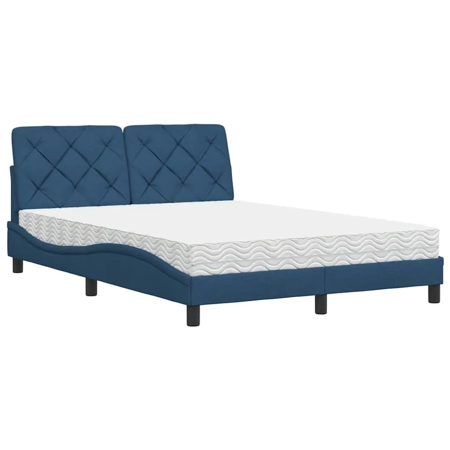 vidaXL Bett mit Matratze Blau 140x190 cm Stoff 3310740