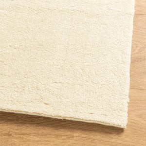 Weicher, waschbarer Kurzflor-Teppich in Creme, 140x200 cm. Ideal für Wohnzimmer und Schlafzimmer.