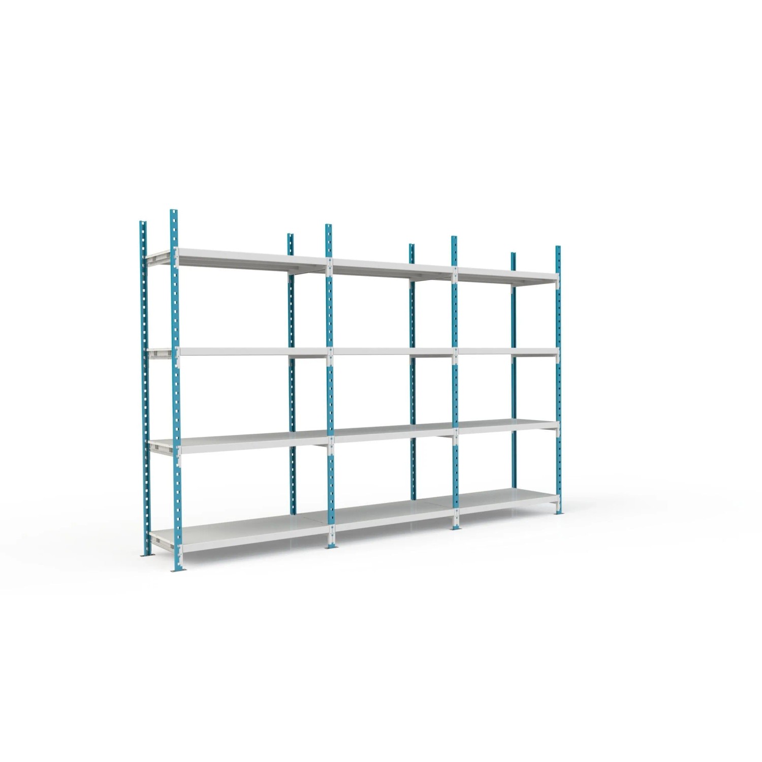 PROREGAL Fachbodenregal Maximus Pro HxBxT 220 x 100 x 120 cm 4 Ebenen Metallplatten-Fachboden Fachlast 286 kg Lichtblau-Lichtgrau