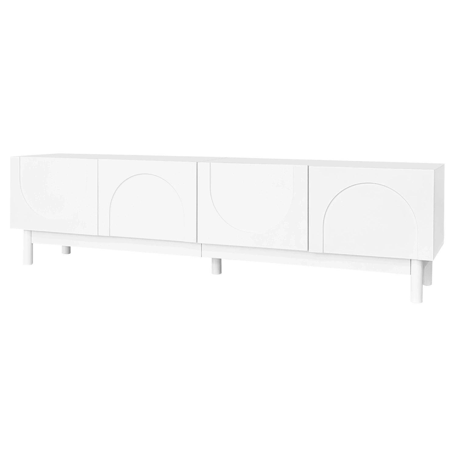 okwish TV Schrank mit Gewölbten Türen Regalen Stabilen Beinen 169x35x45.5cm Weiß