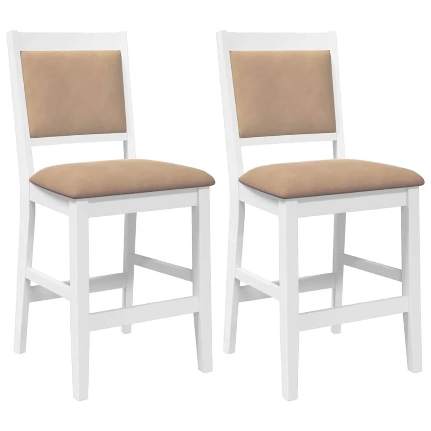 vidaXL Barhocker mit Kissen 2 Stk Weiß Massivholz Gummibaum 4102567