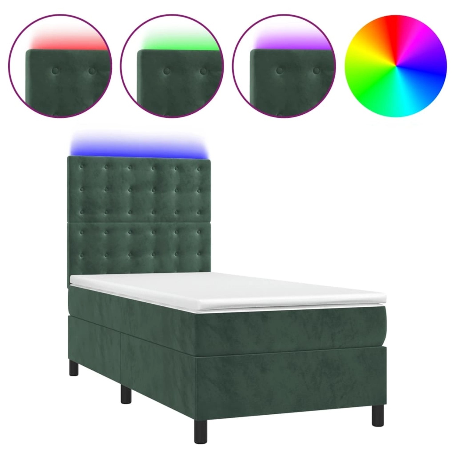 vidaXL Boxspringbett mit Matratze & LED Dunkelgrün 100x200 cm Samt 3136350 günstig online kaufen