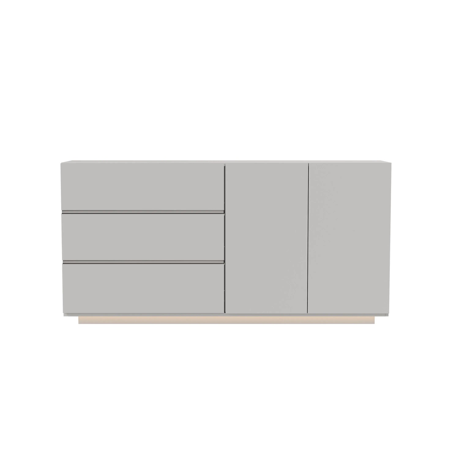 PXloue Sideboard mit 3 Schubladen und Verstellbare LED für Schlafzimmer/Wohnzimmer Weiß
