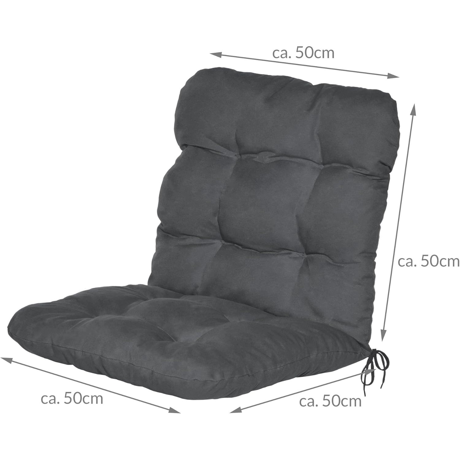 Beautissu Flair NL Niederlehner Graphitgrau 2er-Set, Gartenstuhlauflage mit Befestigung