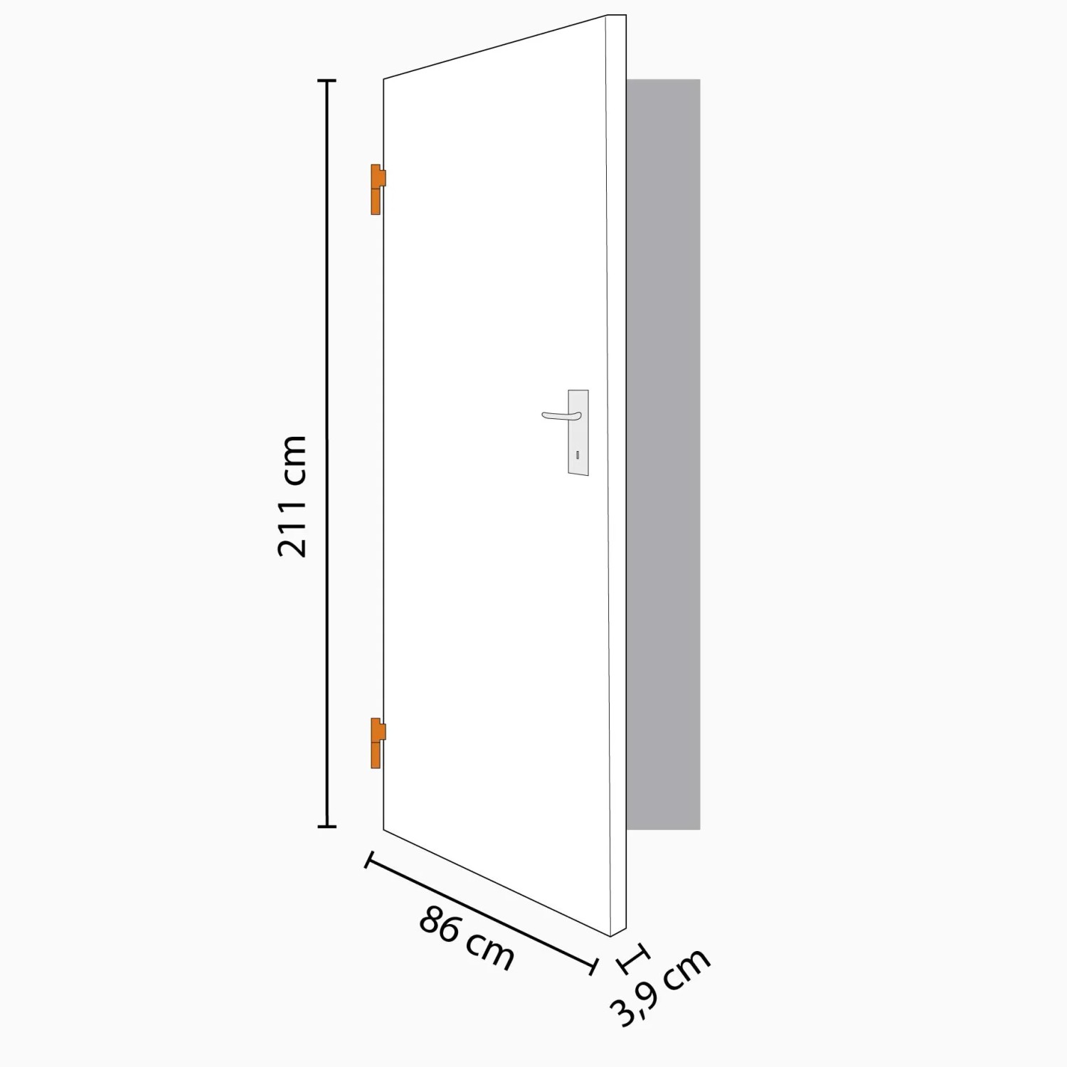 Weiße Zimmertür Straight Line mit Dekorlinien, 86x211 cm, Anschlag links.