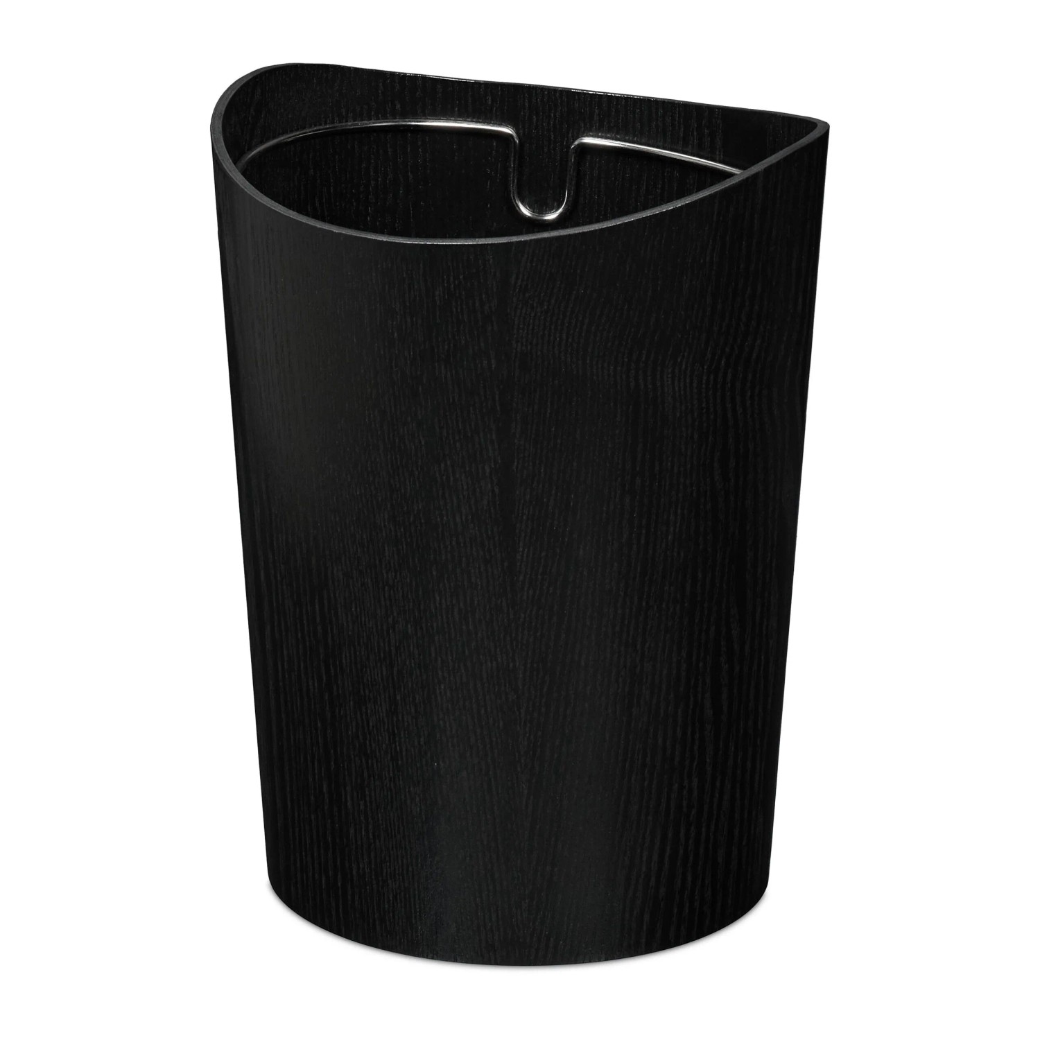 Relaxdays Papierkorb Sperrholz Schwarz mit Metallring 9, 30 cm x 23 cm 650 g