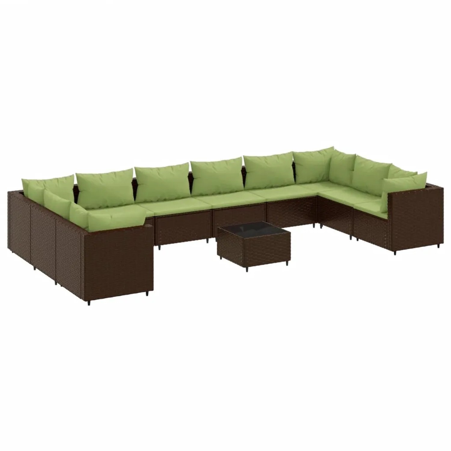 vidaXL 11-Tlg Garten-Lounge-Set mit Kissen Braun Poly Rattan 3308294