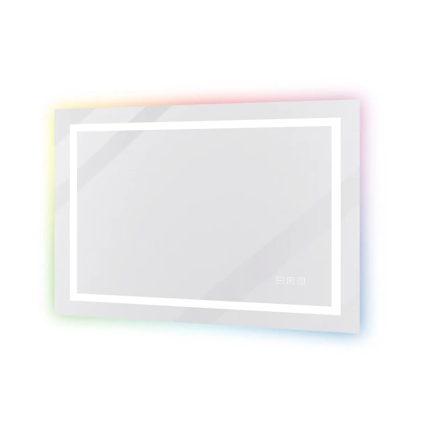 Duschparadies Badezimmerspiegel mit RGB Beleuchtung 80x60 cm LED Badpiegel mit Touch Beschlagfrei Dimmbar Memory