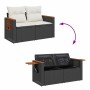 Schwarze 7-tlg. vidaXL Garten-Sofagarnitur aus Rattan mit Kissen und Stauraum.