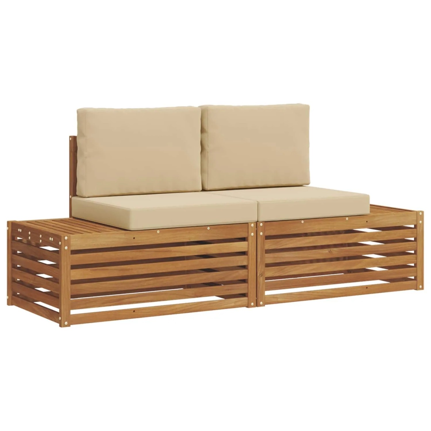 vidaXL Outdoor-Sofagarnitur mit Kissen 2-Tlg Natur und Beige 3375433