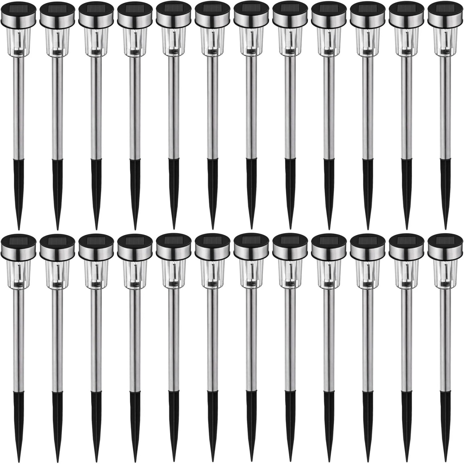 Tectake 24 Er Set Led Solarlampen  Kaltweiß Wasserdicht  4 70 x 4 70 x 37 cm Silber