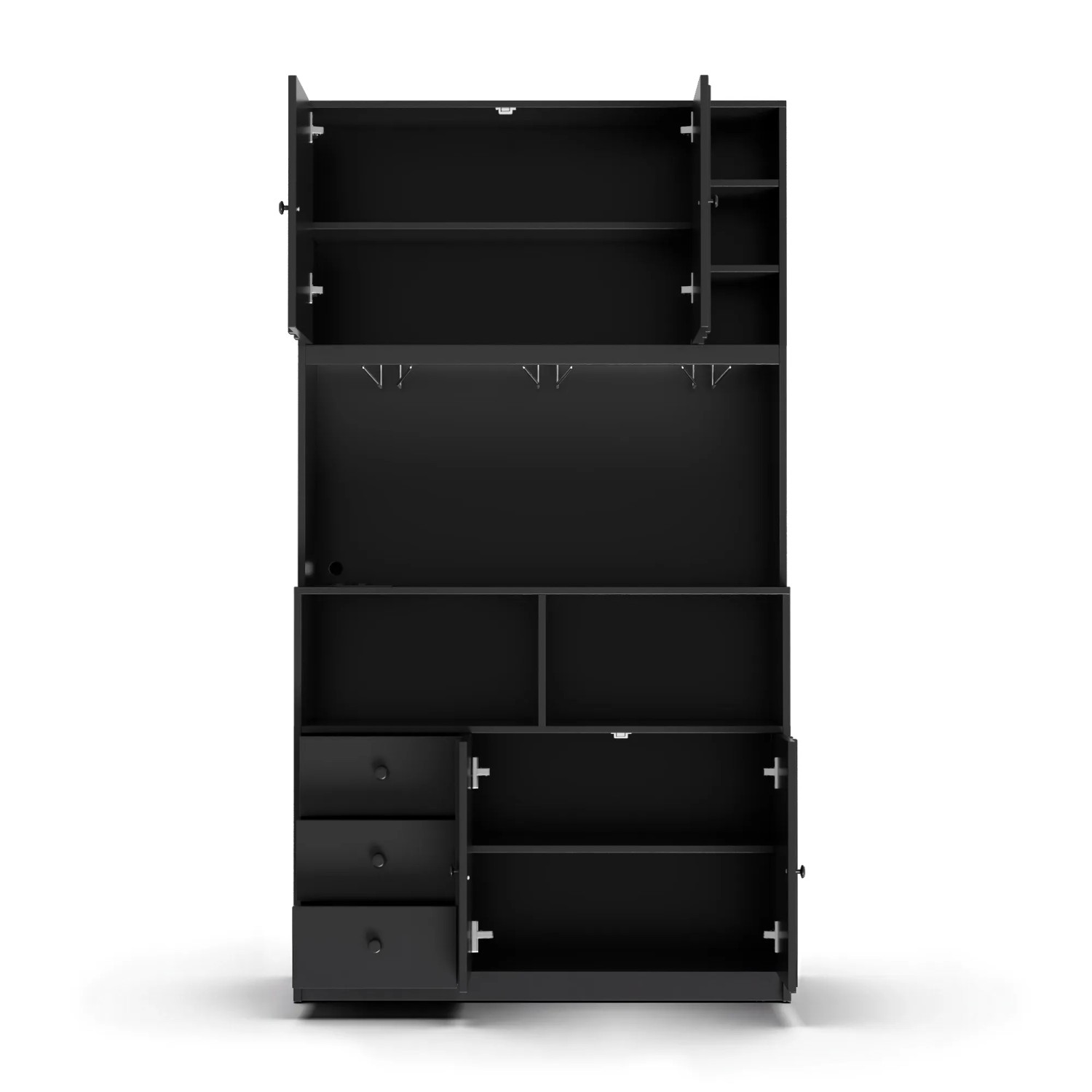 Merax Küchenschrank 180 cm LED Steckdose Weinregal Vitrine Küche Esszimmer