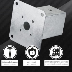 SOTECH Pfostenträger Bodenanker Zum Aufschrauben Vierkant 80 x 80 mm Feuerverzinkt