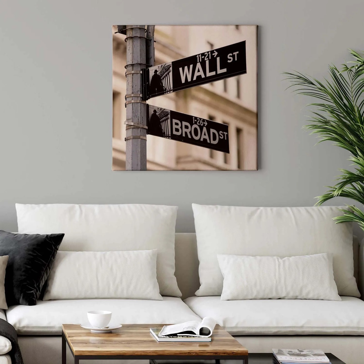 Leinwandbild Wallstreet/Broad Street, New York, urbaner Stil für Wohnzimmer & Büro.