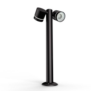 Schwarze SSC-LUXon Ulica Sockelleuchte für Außen mit zwei schwenkbaren GX53 Fassungen.