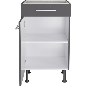 Optifit Unterschrank Ingvar420, 50 cm breit, anthrazit matt, mit Schublade und Tür.