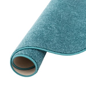 Gerollter, runder, petrolfarbener Snapstyle Hochflor Teppich Cottage, 200 cm Durchmesser.