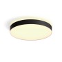 Schwarze Philips Hue Enrave XL Deckenleuchte mit Dimmer und warmweißem Licht.