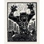 Schwarz-weißes Wandbild: Marvel Black Panther im Lino-Cut Stil, 40x50 cm. Comic-Deko für Kinderzimmer.