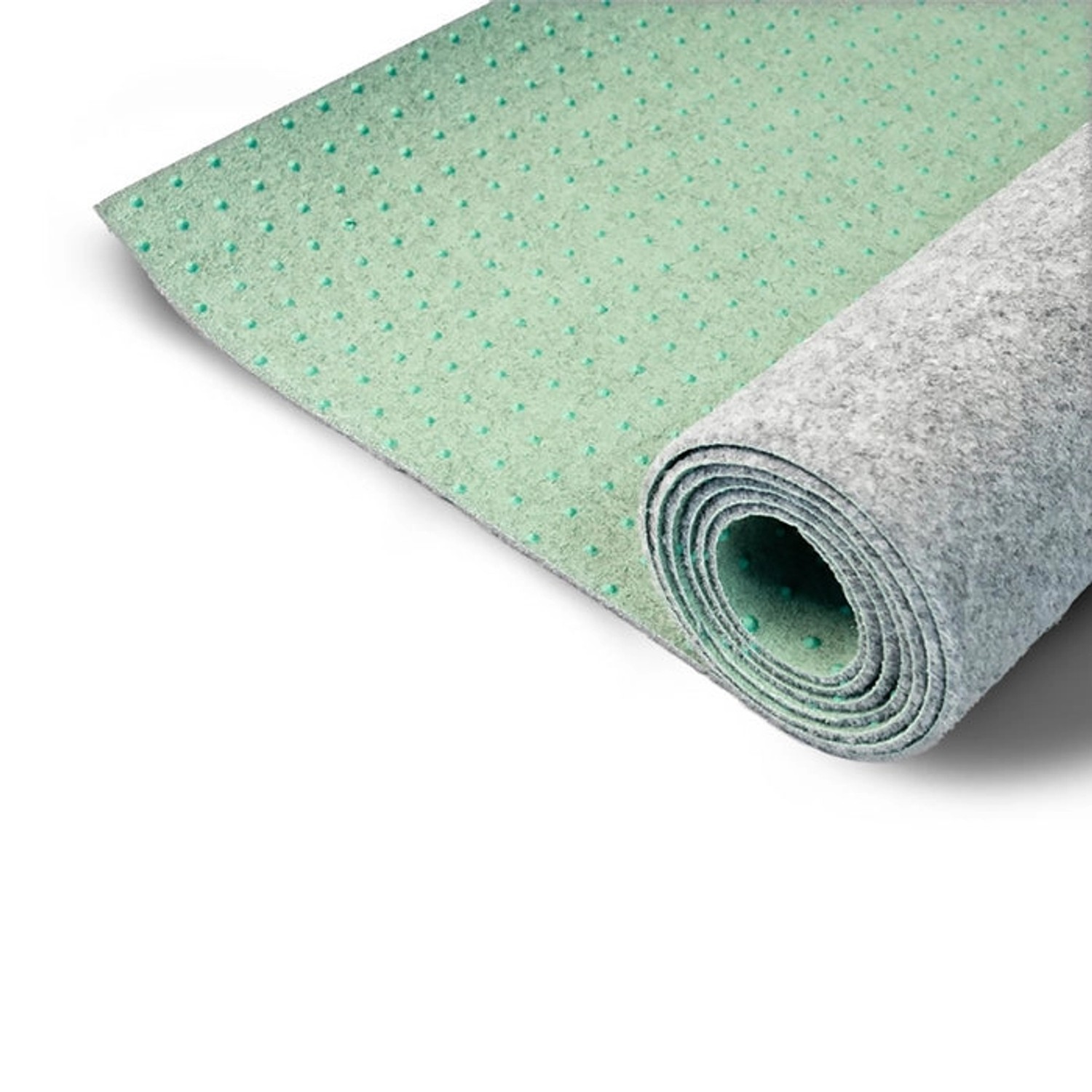 Grauer Karat Rasenteppich Farbwunder PRO als Rollenware mit Drainage-Noppen.