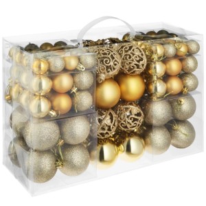 Tectake Weihnachtskugeln  100Er Set In Gold Aus Bruchsicherem Kunststoff  6 x 6 x 6 cm Gold