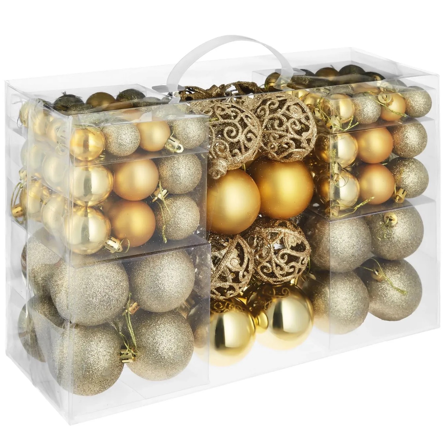 Tectake Weihnachtskugeln  100Er Set In Gold Aus Bruchsicherem Kunststoff  6 x 6 x 6 cm Gold