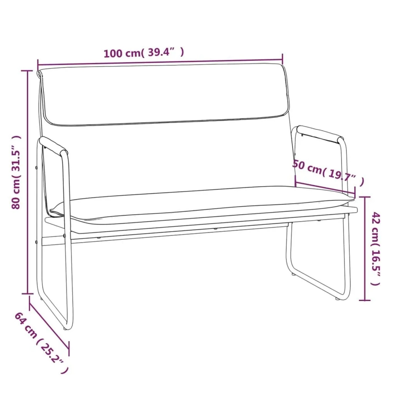 vidaXL Sitzbank Hellgrau 100x64x80 cm Stoff 351351_8