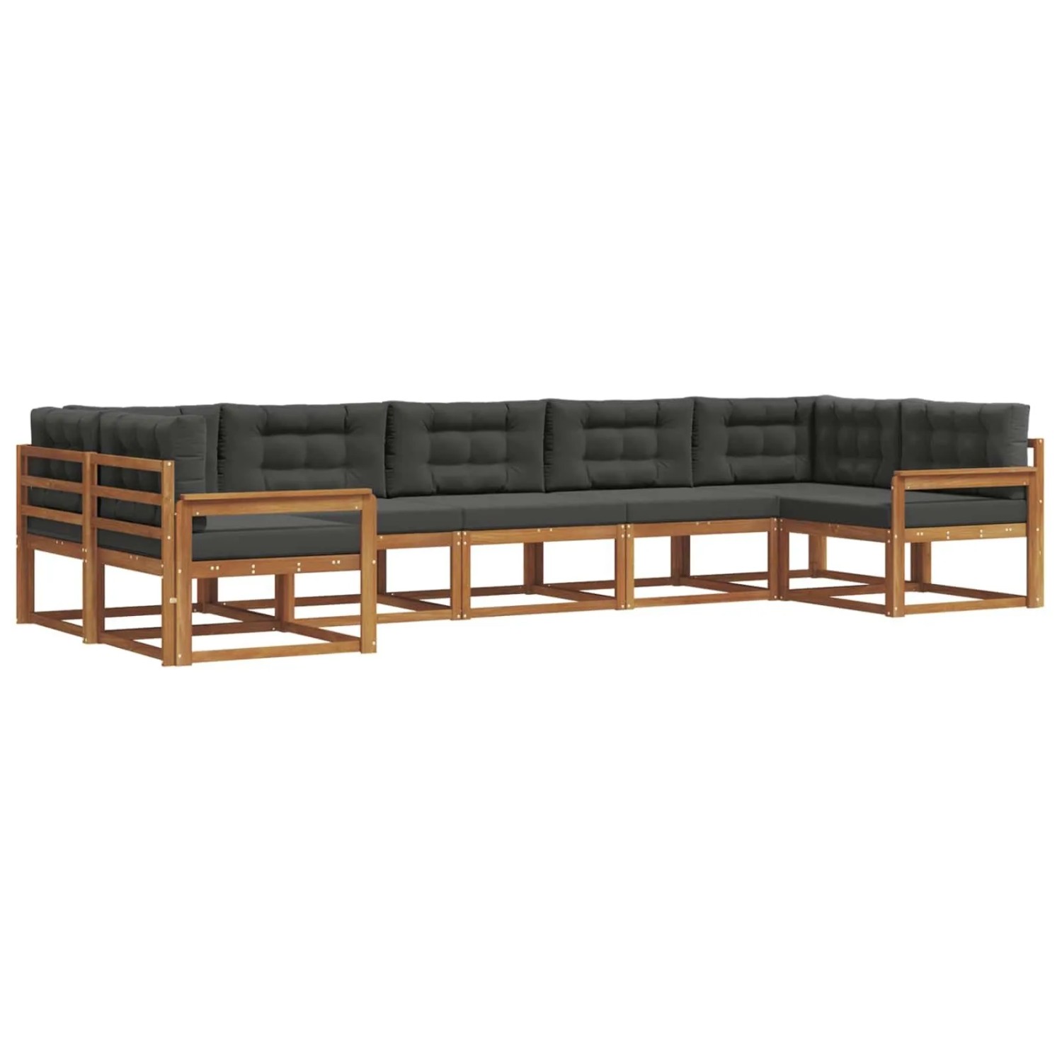 vidaXL Outdoor-Sofagarnitur mit Kissen 7-Tlg Natur und Anthrazit 3368095
