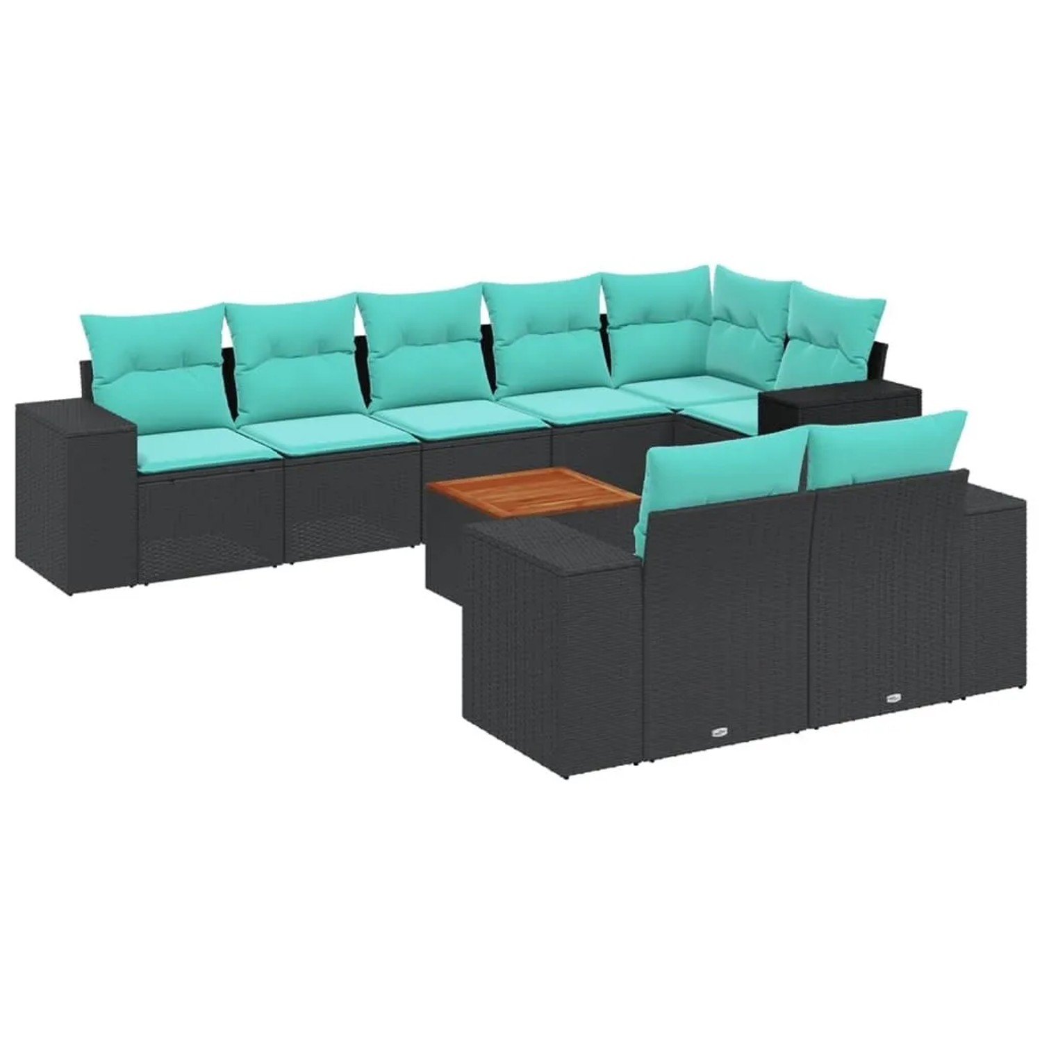 vidaXL 9-Tlg Gartensofa-Set mit Kissen Schwarz Polyrattan 3225532 günstig online kaufen