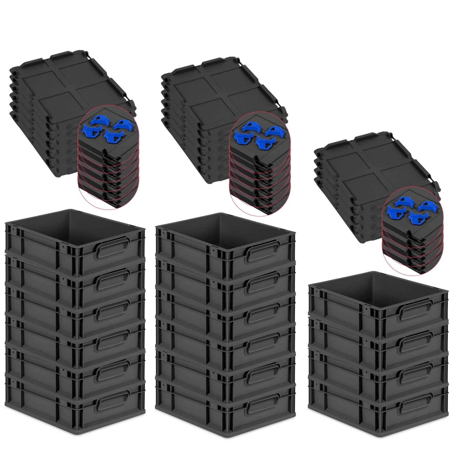 PROREGAL SuperSparSet 16x Eurobox Nextgen Grip Mit Auflagedeckel Und Blauen günstig online kaufen