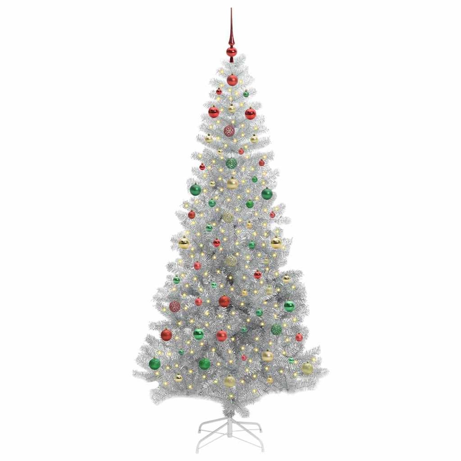 vidaXL Weihnachtsbaum mit 300 LEDs mit Ständer Silber 240 cm PET 3396700
