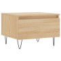 2er Set Couchtische Sonoma-Eiche mit Schublade, Holzwerkstoff und Metallbeine.