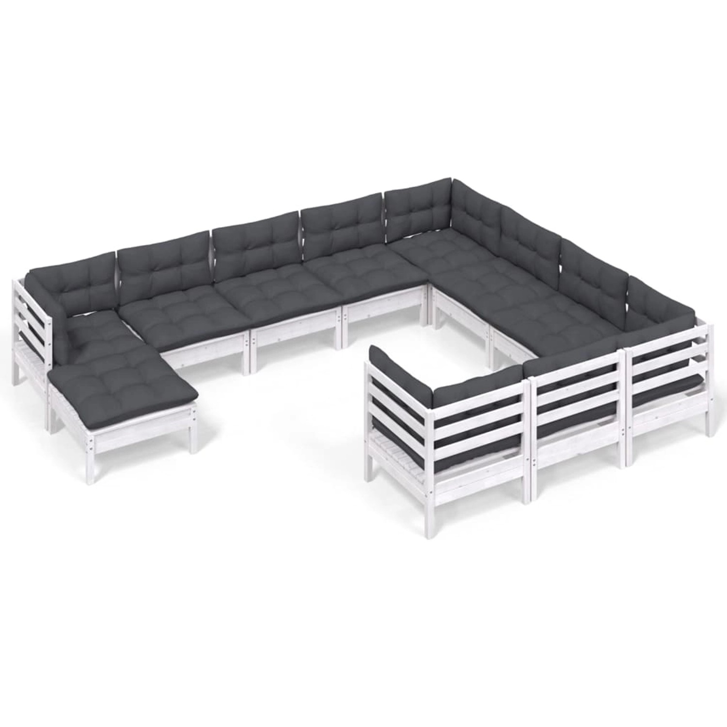 vidaXL 11-tlg Garten-Lounge-Set mit Kissen Weiß Kiefernholz Modell 5 günstig online kaufen