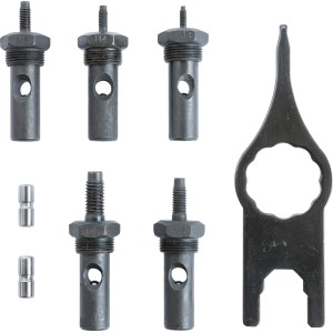 Zubehör für LUX 2-Hand-Nietmutternzange Comfort: Aufnahmen für M3, M4, M5, M6 und Montagewerkzeug.