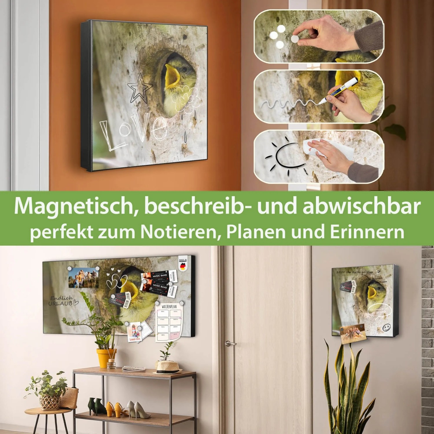 Banjado Schlüsselkasten Schwarz Glas 30 x 30 cm 50 Haken Beschreibbar Magnetisch kaufen bei OBI