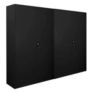 PROREGAL Flügeltürenschrank ELEPHANT, 2er-Set, schwarz, abschließbar, 180x120x40cm, 4 Ebenen, Stahl pulverbeschichtet