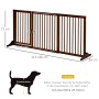 Braunes PawHut Hundeabsperrgitter aus Holz mit Tür, verstellbar 113-166 cm breit, 71 cm hoch. Ideal als Treppenschutzgitter.