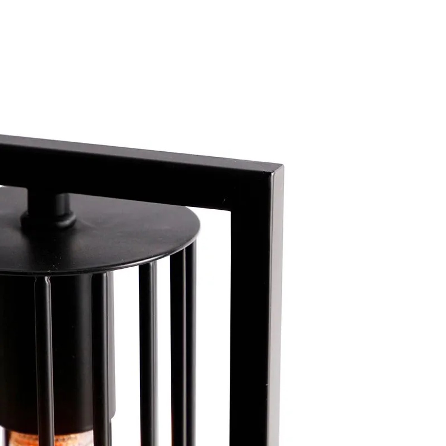 Detailaufnahme der modernen, schwarzen QAZQA Tischlampe Balenco Wazo, Innenleuchte mit Käfigdesign.
