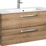 Pelipal Waschbeckenunterschrank Trentino, Riviera Eiche, 105 cm breit, mit zwei Schubladen und Softclose.