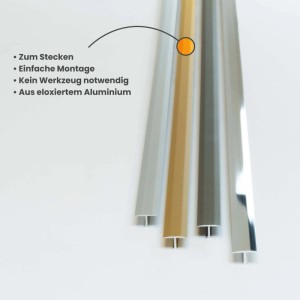 Dalsys T-Profil Übergangsschiene aus eloxiertem Aluminium in Champagner, einfach zu montieren. Für Laminat & Parkett.