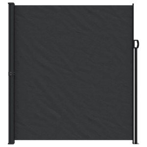 Ausgezogene, schwarze vidaXL Seitenmarkise 220x300 cm für Terrasse und Balkon.