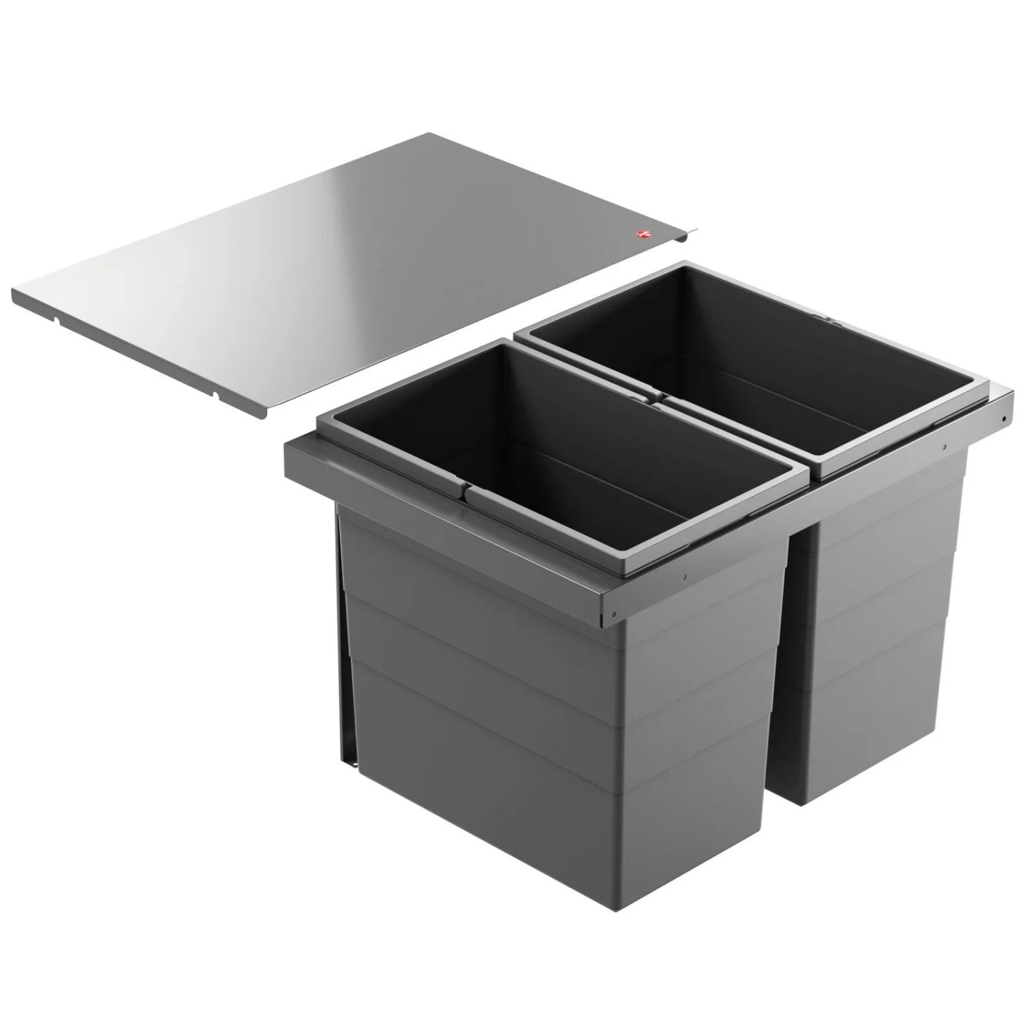 Hailo AS Triple XL 600 28 28 Einbau Mülltrennsystem 56 Liter 10000225 2-Fach Abfallsammler für 60 cm Auszugschränke Inset Schubkasteneinsatz Mülleimer