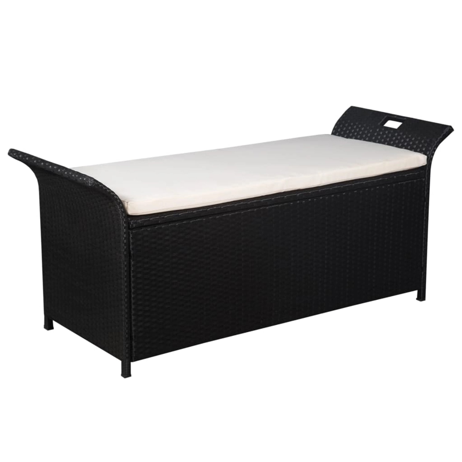 furnicato Truhenbank mit Polster 138 cm Poly Rattan Schwarz günstig online kaufen