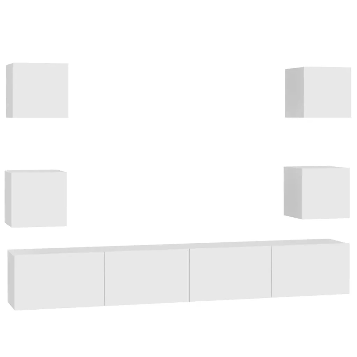 vidaXL 6-Tlg TV-Schrank-Set Weiß Holzwerkstoff 3078663